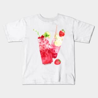 Watercolor Strawberry Lemonade Kids T-Shirt